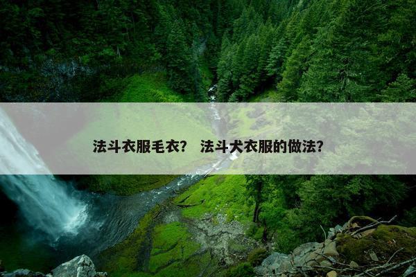 法斗衣服毛衣？ 法斗犬衣服的做法？