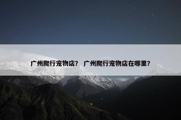 广州爬行宠物店？ 广州爬行宠物店在哪里？