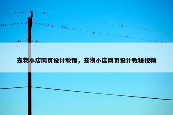 宠物小店网页设计教程，宠物小店网页设计教程视频
