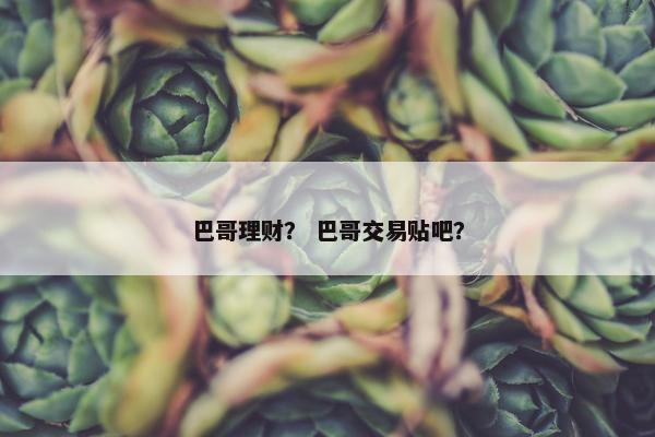巴哥理财？ 巴哥交易贴吧？