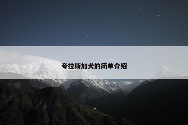 夸拉斯加犬的简单介绍