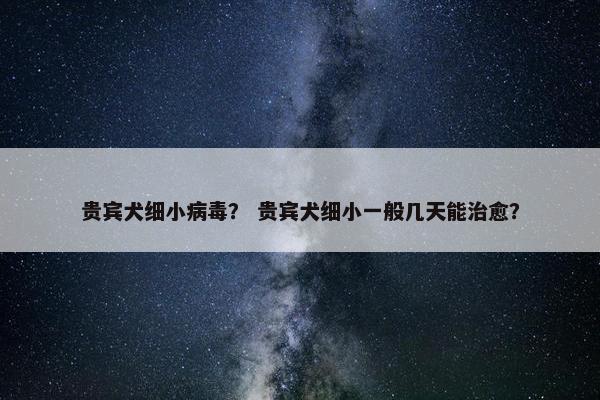 贵宾犬细小病毒？ 贵宾犬细小一般几天能治愈？