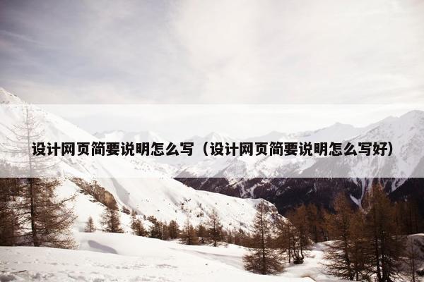 设计网页简要说明怎么写（设计网页简要说明怎么写好）