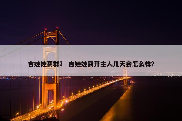 吉娃娃离群？ 吉娃娃离开主人几天会怎么样？