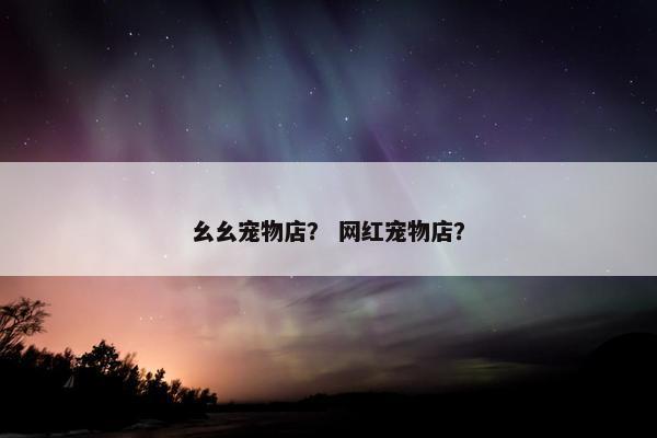 幺幺宠物店？ 网红宠物店？