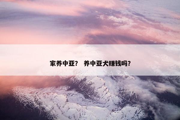 家养中亚？ 养中亚犬赚钱吗？