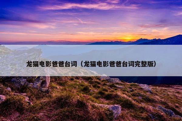 龙猫电影爸爸台词（龙猫电影爸爸台词完整版）