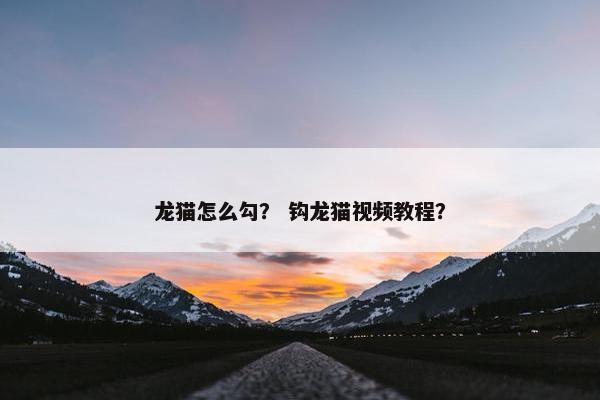 龙猫怎么勾？ 钩龙猫视频教程？
