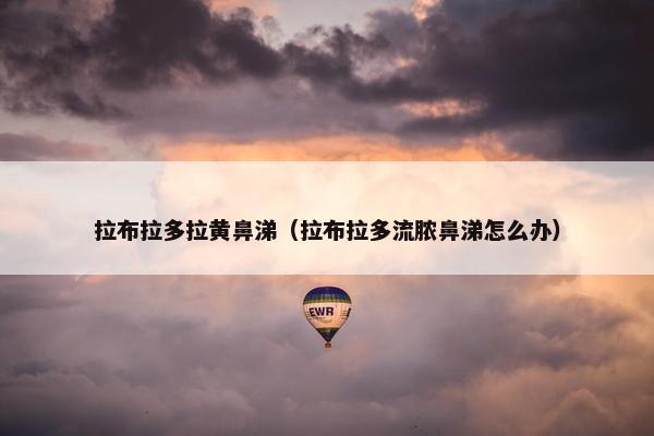 拉布拉多拉黄鼻涕（拉布拉多流脓鼻涕怎么办）