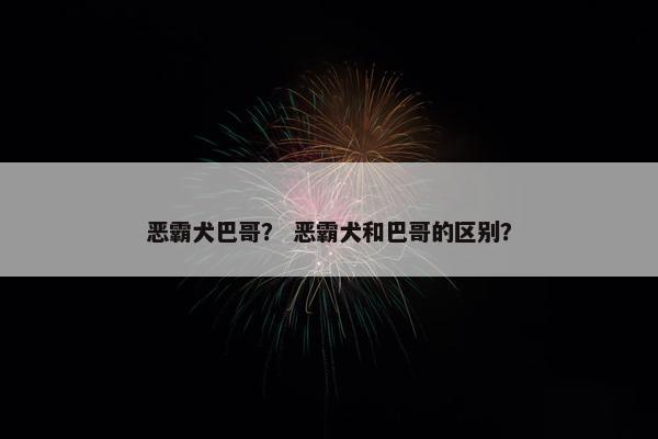 恶霸犬巴哥？ 恶霸犬和巴哥的区别？