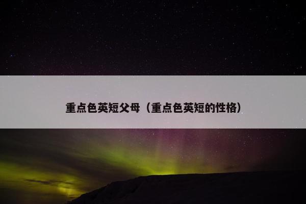 重点色英短父母（重点色英短的性格）