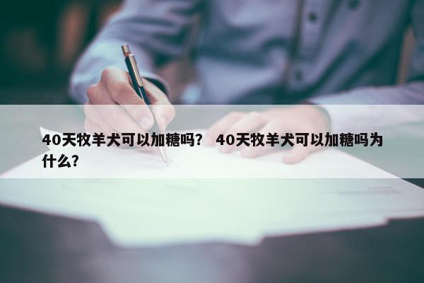 40天牧羊犬可以加糖吗？ 40天牧羊犬可以加糖吗为什么？