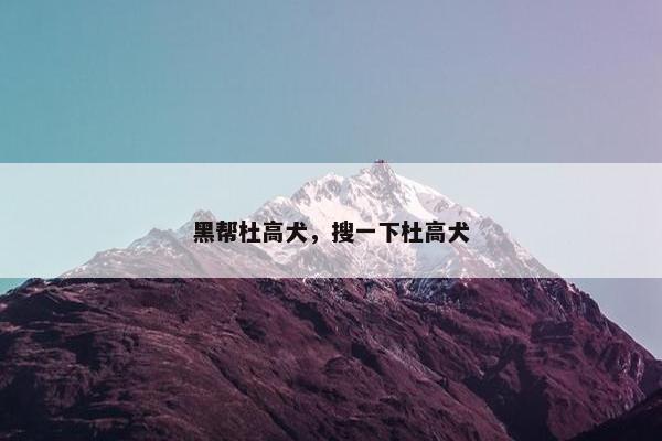 黑帮杜高犬，搜一下杜高犬