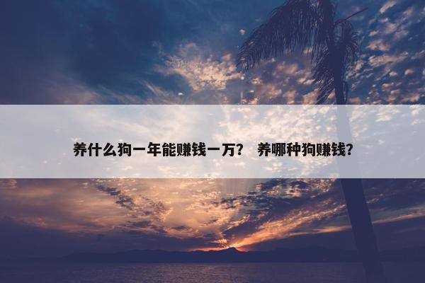 养什么狗一年能赚钱一万？ 养哪种狗赚钱？