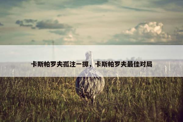 卡斯帕罗夫孤注一掷，卡斯帕罗夫最佳对局