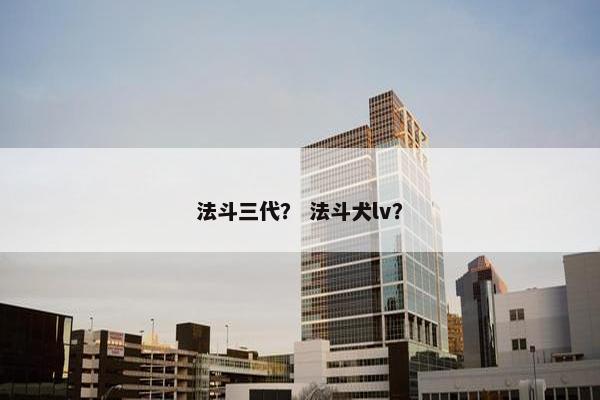 法斗三代？ 法斗犬lv？
