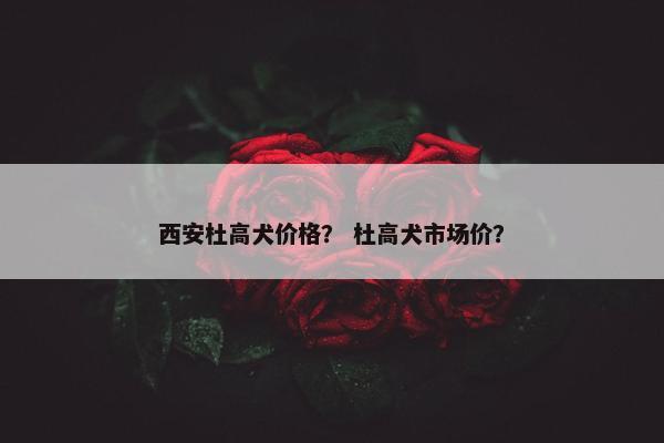 西安杜高犬价格？ 杜高犬市场价？