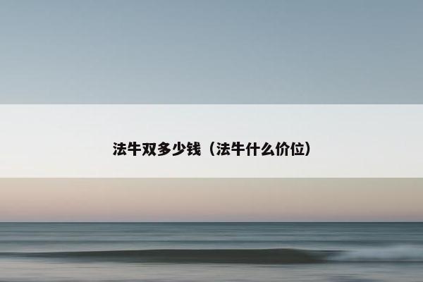 法牛双多少钱（法牛什么价位）