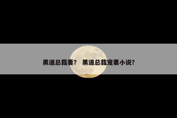 黑道总裁妻？ 黑道总裁宠妻小说？