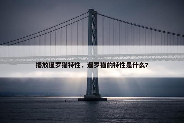 播放暹罗猫特性，暹罗猫的特性是什么?