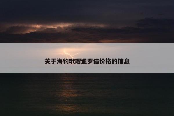 关于海豹玳瑁暹罗猫价格的信息