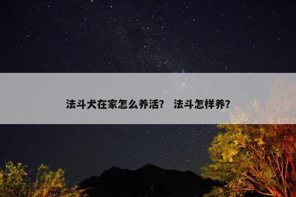 法斗犬在家怎么养活？ 法斗怎样养？