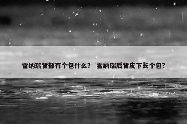 雪纳瑞背部有个包什么？ 雪纳瑞后背皮下长个包？