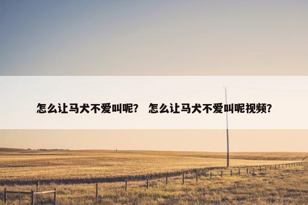 怎么让马犬不爱叫呢? 怎么让马犬不爱叫呢视频?