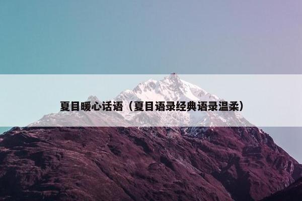 夏目暖心话语（夏目语录经典语录温柔）