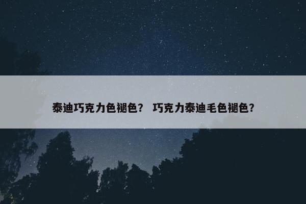 泰迪巧克力色褪色? 巧克力泰迪毛色褪色?