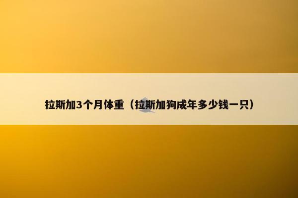 拉斯加3个月体重（拉斯加狗成年多少钱一只）