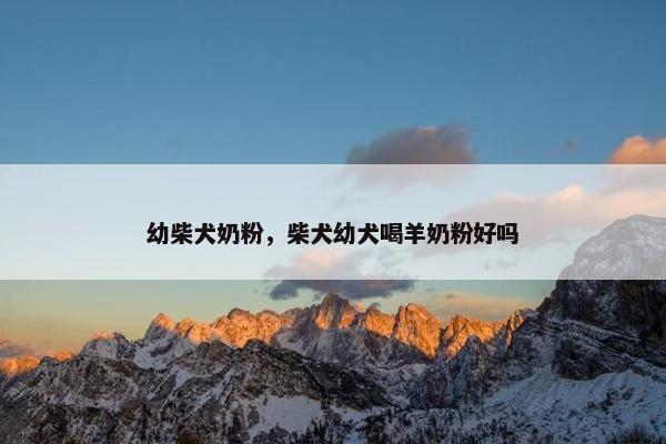 幼柴犬奶粉，柴犬幼犬喝羊奶粉好吗