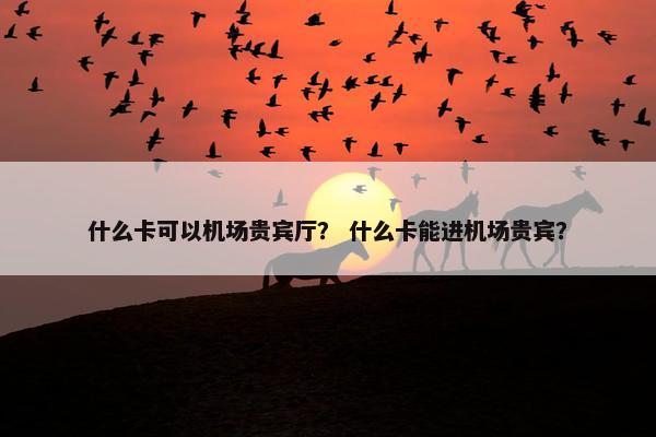 什么卡可以机场贵宾厅？ 什么卡能进机场贵宾？