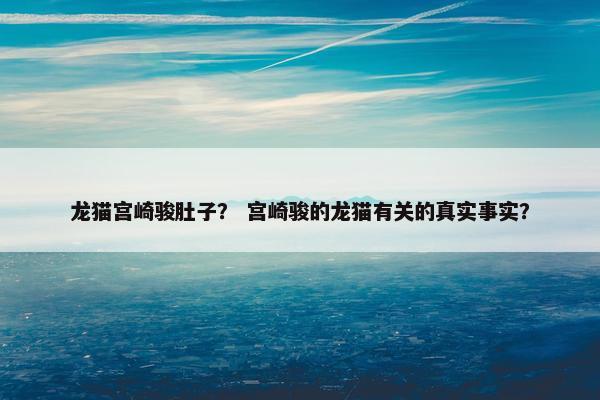 龙猫宫崎骏肚子？ 宫崎骏的龙猫有关的真实事实？