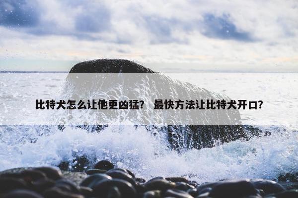 比特犬怎么让他更凶猛？ 最快方法让比特犬开口？