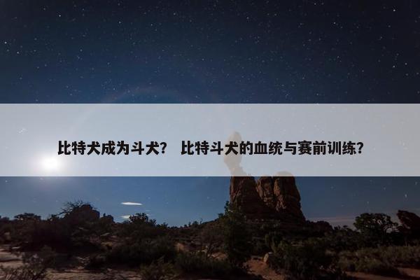 比特犬成为斗犬？ 比特斗犬的血统与赛前训练？