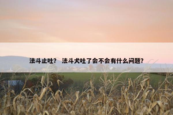 法斗止吐？ 法斗犬吐了会不会有什么问题？