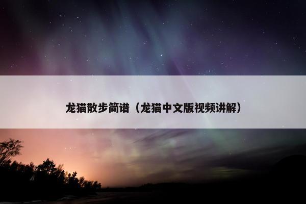 龙猫散步简谱（龙猫中文版视频讲解）