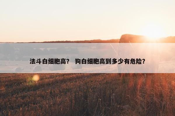 法斗白细胞高？ 狗白细胞高到多少有危险？