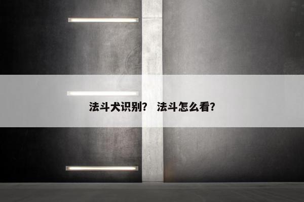 法斗犬识别? 法斗怎么看?