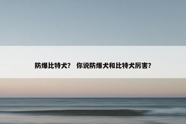 防爆比特犬？ 你说防爆犬和比特犬厉害？