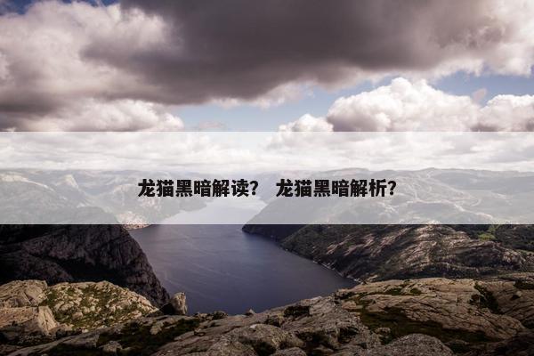 龙猫黑暗解读？ 龙猫黑暗解析？