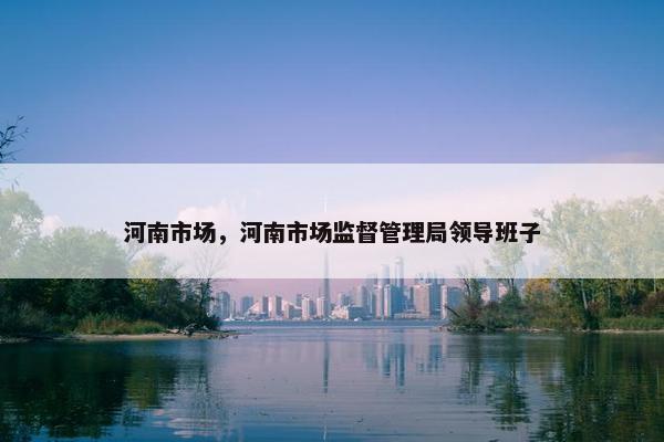 河南市场，河南市场监督管理局领导班子